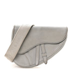 Grained Calfskin Mens Mini Saddle Bag Gray