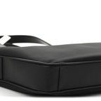 Re-Nylon Saffiano Metal Triangle Logo Briefcase Black