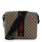 GG Supreme Monogram Web Flap Messenger Bag Black