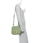 Roxy Calfskin Web Medium Blondie Top Handle Shoulder Flap Bag Salamander Green