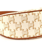 Canvas Calfskin Ava Triomphe Shoulder Bag White