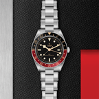 Black Bay 58 GMT 39mm - Black, Burgundy Bezel on 3-Link Bracelet