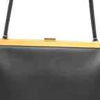 Smooth Calfskin Medium Clasp Shoulder Bag Black