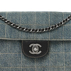 Denim Chocolate Bar Quilted East West Flap