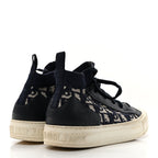 Technical Knit Calfskin Oblique Womens Walk'n Dior Mid Top Sneakers 35 Deep Blue