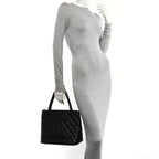 Caviar Quilted Medallion Tote Black