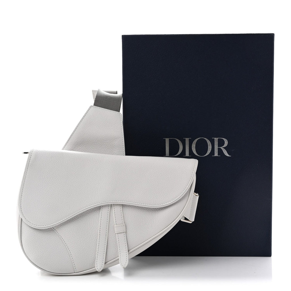 Grained Calfskin Mens Saddle Bag Latte