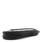 Satin Embroidered Floral Mini Saddle Pochette Bag Black