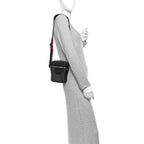 GG Supreme Monogram Appia Calfskin Web Small Camera Messenger Bag Black Grey