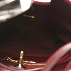 Shiny Lambskin Patent Calfskin Quilted Mini 31 Shopping Bag Dark Burgundy