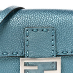 Metallic Cuoio Roma Sellerissima Nappa Sintetica Tape Stitch Mini Baguette Placca Argento