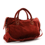 Baby Daim Suede Gold Metallic Edge Hardware City Bois De Rose Fonce