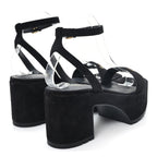 Calfskin Suede Dway Platform Sandals 37 Black