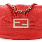 Crinkled Lambskin Mia Shoulder Flap Red