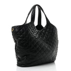 Lambskin Quilted Maxi Icare Shopping Tote Black