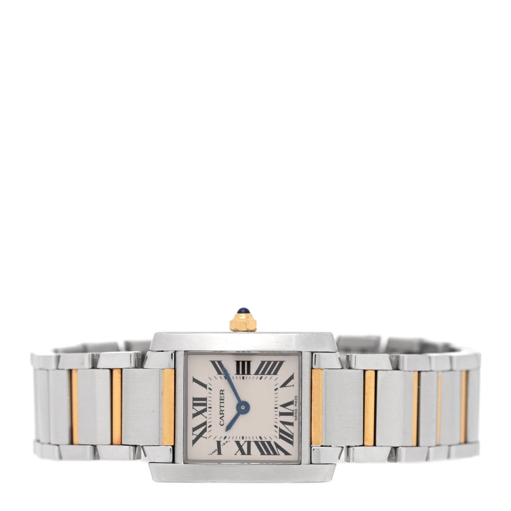 Stainless Steel 18K Yellow Gold 20mm Tank Francaise Quartz Watch