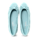 Suede Quilted Cap Toe CC Ballerina Flats 36 Light Blue