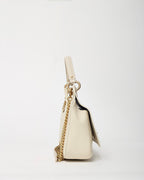 Chanel White Caviar Leather Large Top Handle Flap Bag with Removable Strap