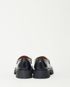 Gucci Black and White Leather SHW Interlocking GG Loafers - 41