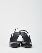 Gucci Vintage Black Patent Leather and GG Logo Tortoise Wedges - 40.5