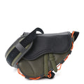 X SACAI Grained Calfskin Technical Fabric Mens Saddle Bag Olive Navy Blue