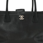 Calfskin Cerf Executive Shopper Tote Black