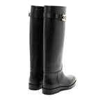 Calfskin CC Buckle High Boots 38 Black