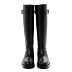 Calfskin CC Buckle High Boots 38 Black