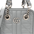 Calfskin Matelasse Chevron Mini GG Marmont Tote Grey