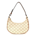 Canvas Calfskin Ava Triomphe Shoulder Bag White