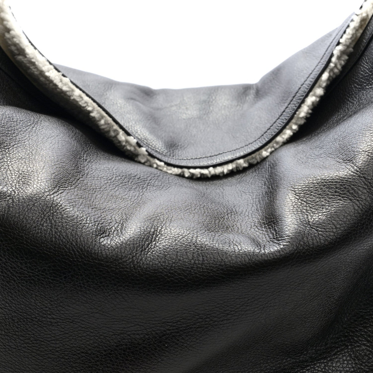 Calfskin Shearling Large Voyou Bag Chocolate