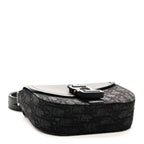 Oblique Jacquard Grained Calfskin Mini Saddle Messenger Bag With Flap Black