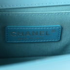 Lambskin Quilted Small Boy Flap Dark Turquoise