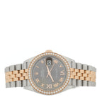 Stainless Steel 18K Everose Gold Diamond 36mm Oyster Perpetual Datejust Watch Rhodium Roman 126281RBR