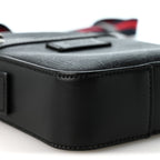GG Supreme Monogram Appia Calfskin Web Small Camera Messenger Bag Black Grey