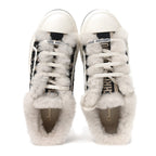 Canvas Oblique Shearling Walk'N'Dior Platform Sneakers  38.5 Deep Blue