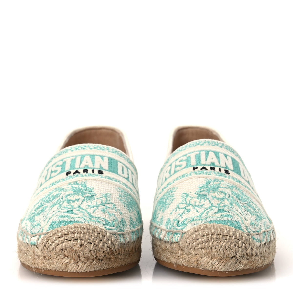Embroidered Toile De Jouy Granville Espadrille 38.5 Aquamarine
