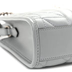 Calfskin Matelasse Chevron Mini GG Marmont Tote Grey