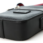 GG Supreme Monogram Appia Calfskin Web Small Camera Messenger Bag Black Grey