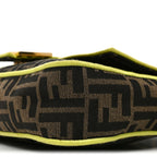 Fabric Jacquard FF 1974 Large Baguette Tobacco Moro Giallo Fluo